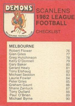 1982 Scanlens VFL #76 Robert Flower Back